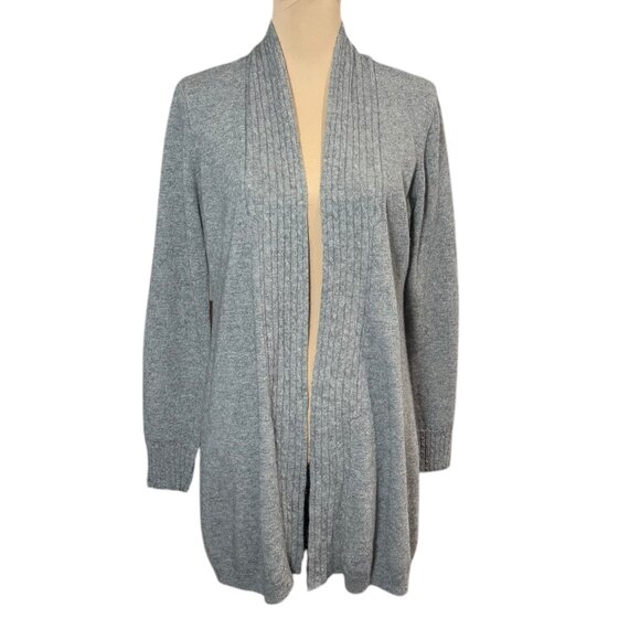 Forte Cashmere Open Front Cashmere Cardigan Sz.L Gray Quiet Luxury Cozy Longline - Picture 1 of 13